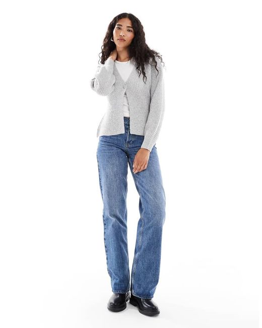 New Look Gray One Button Cardigan