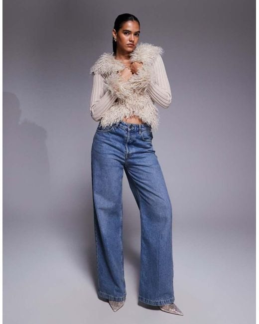 I.AM.GIA Gray Cressida Compact Knit shaggy Faux Fur Trim Zip Through Cardigan