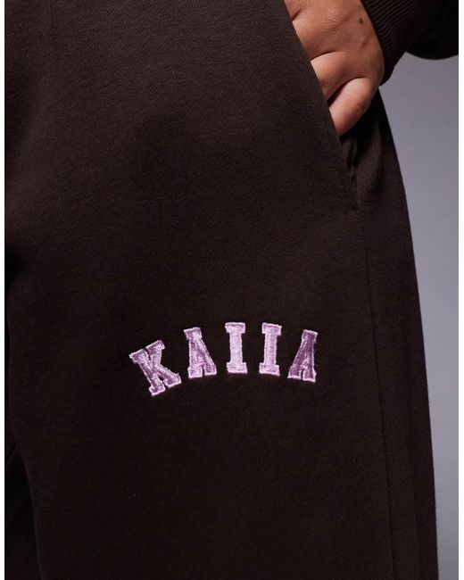 Kaiia Blue Embroidered Logo Wide Leg jogger Co-ord
