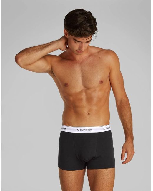 Calvin Klein Blue Icon Cotton Stretch 3 Pack Darted Trunks for men