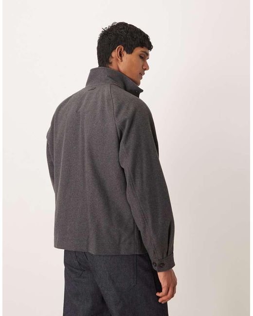 Mango Gray Wool Mix Zip Up Jacket for men