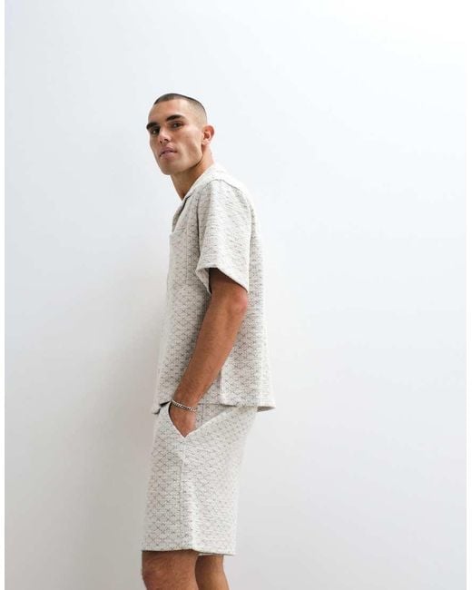 ASOS White Co-ord Mid Length Textured Shorts for men