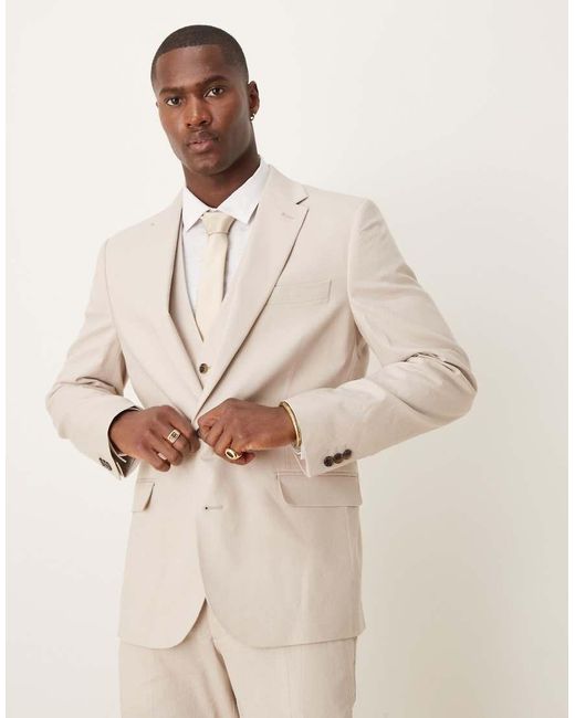ASOS Natural Slim Linen Suit Jacket for men