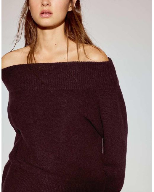 Pull&Bear Red Asymmetric Soft Knit Sweater