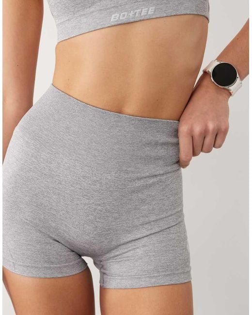 BO+TEE Gray Super Sculpt Seamless Mini Shorts Co-Ord