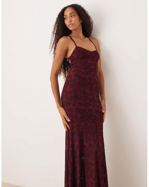 ASOS Red Sleeveless With Lace Up Back Maxi Dress