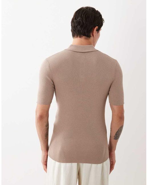 ASOS White Essential Muscle-fit Fine-rib Knit Polo for men