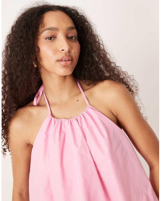 ASOS Gelaagde Mini Halterjurk Met Open Achterkant in het Pink