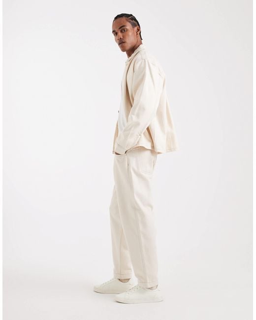 ASOS Natural Circular Design Collection Co-ord Relaxed Tapered Jeans for men