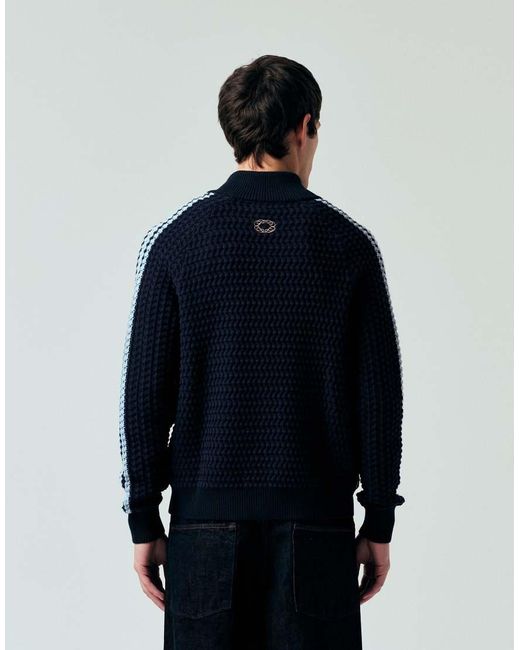 Prohibited Blue Zip Through Knitted Track Jacket for men