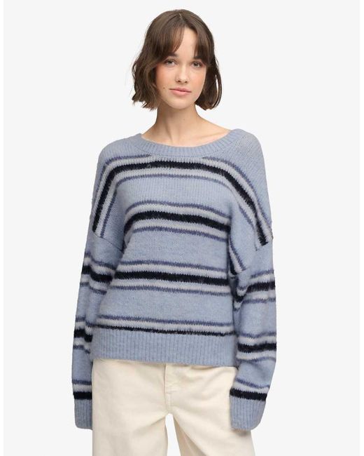 Superdry Blue Slouchy Brushed Stripe Knit Jumper
