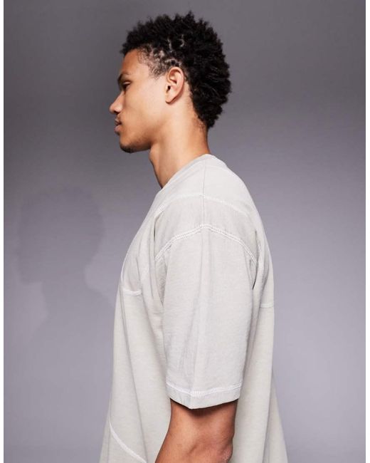 Liquor N Poker Gray Relaxed Fit Raw Edge Emblem T-shirt for men