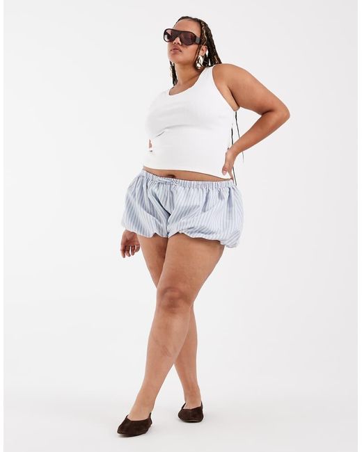 ASOS White Curve Bubble Hem Shorts