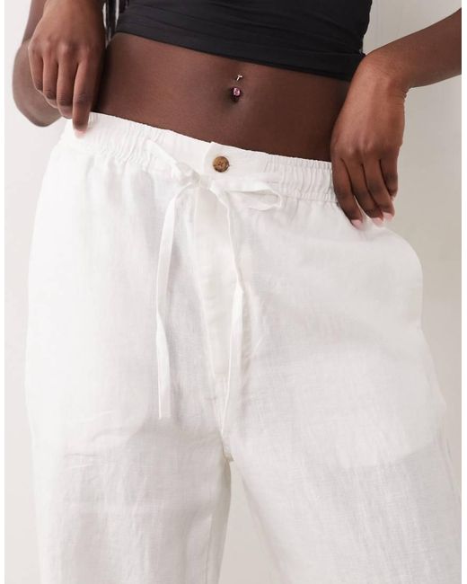 Polo Ralph Lauren White Linen Wide Leg Pants