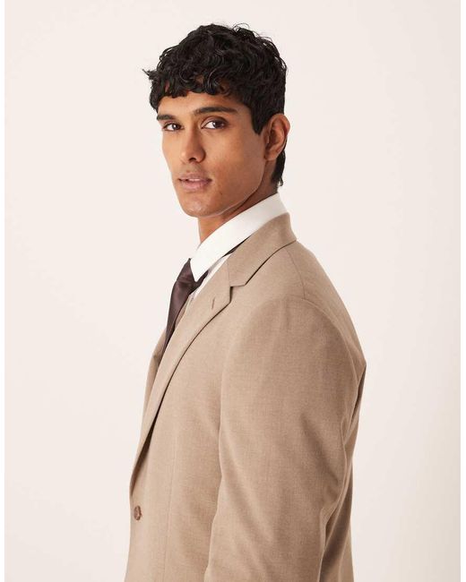 ASOS Natural Longline Regular Suit Jacket for men