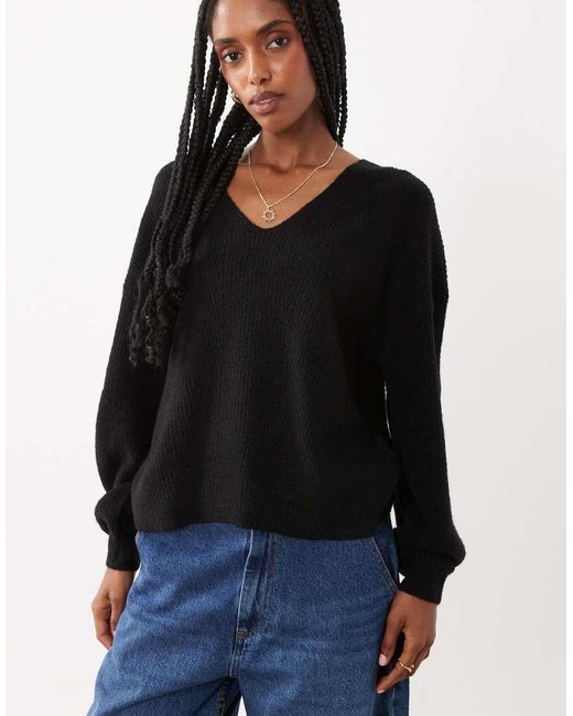 Threadbare Black V-Neck Jumper