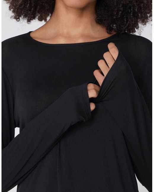 Tezenis Blue Long Sleeve Viscose And Lace Nightgown