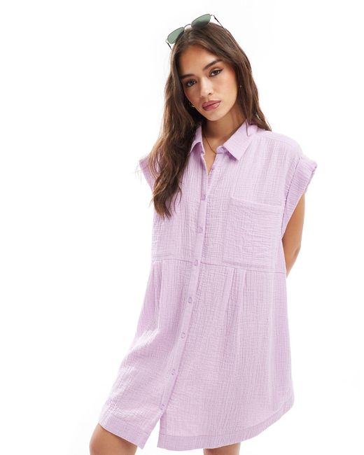 ASOS Purple – ärmelloses hänger-hemdkleid aus doppeltuch