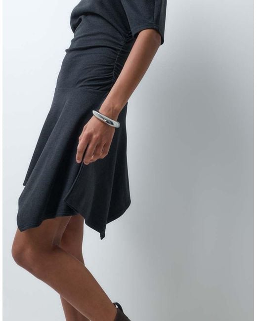 ASOS Blue Asymetric Hanky Hem Mini Dress
