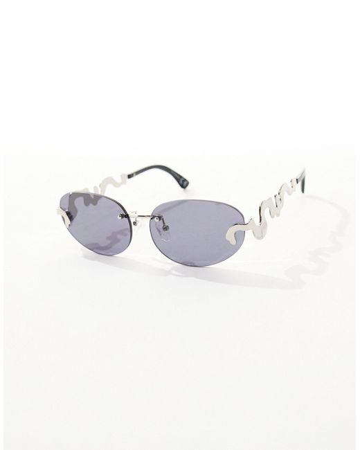 ASOS Brown Rimless Sunglasses With Molten Metal Temples for men