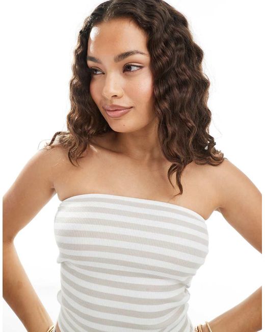 Top A Fascia A Righe di Vero Moda in White