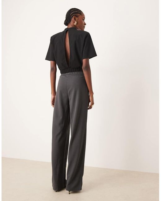 JDY Tall Black Belt Detail Wide Leg Trousers