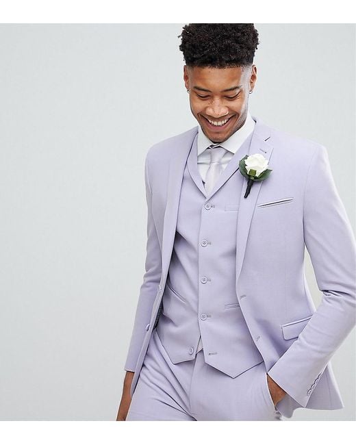 ASOS Purple Asos Tall Wedding Super Skinny Fit Suit Jacket In Lilac for men