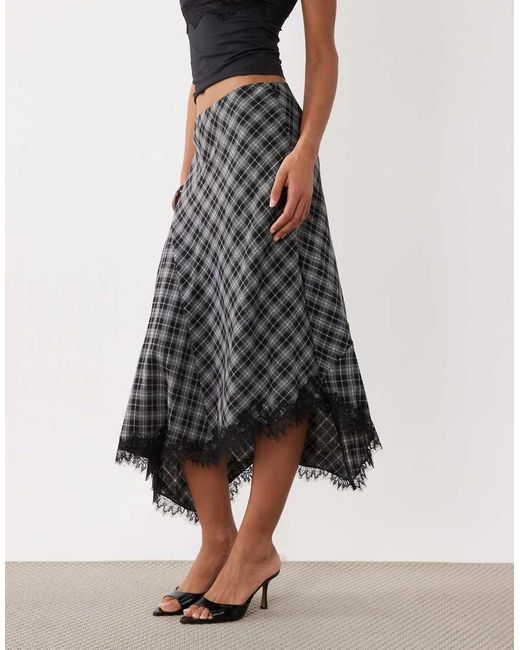Mango Black Hanky Hem Midi Skirt
