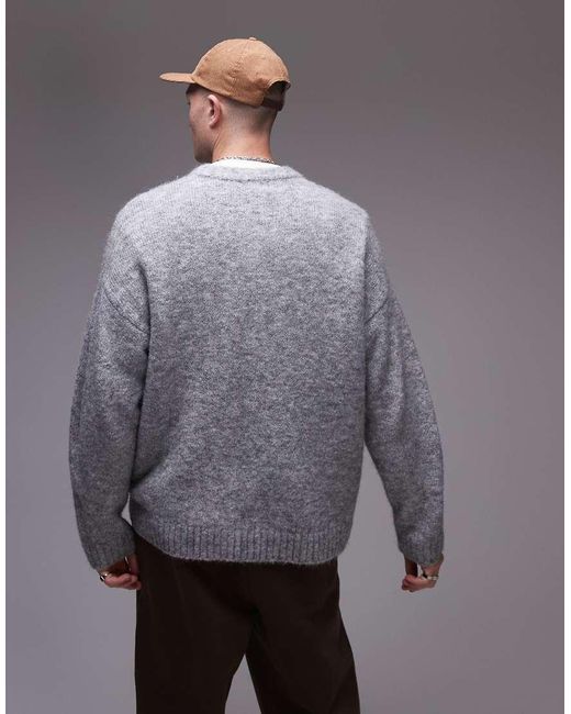 Topman Gray Relaxed Fit Jumper for men