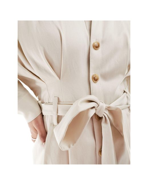 & Other Stories White Long Sleeve Jumpsuit With Button Front And Tie Waist