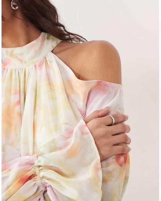 Gina Tricot Natural Boho Chiffon Mini Dress