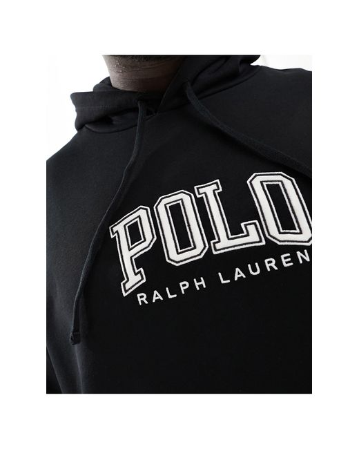 Sudadera negra con capucha y logo universitario Polo Ralph Lauren de hombre de color Black