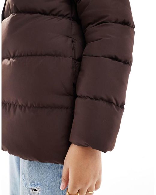 Threadbare Brown Mid Length Puffer Jacket