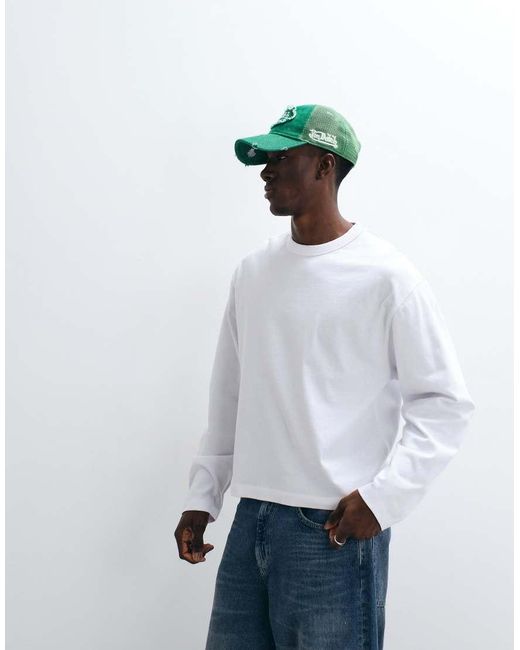 Collusion White Heavyweight Boxy Long Sleeve T-shirt for men