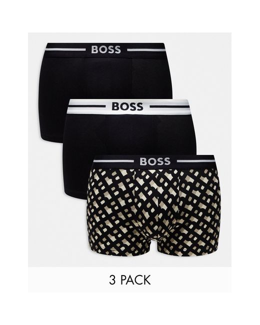 Boss – 3er-pack unterhosen mit plakativem design in Black für Herren