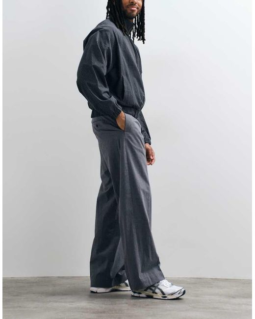 Weekday Blue Tailored Trousers With Front Pleat for men