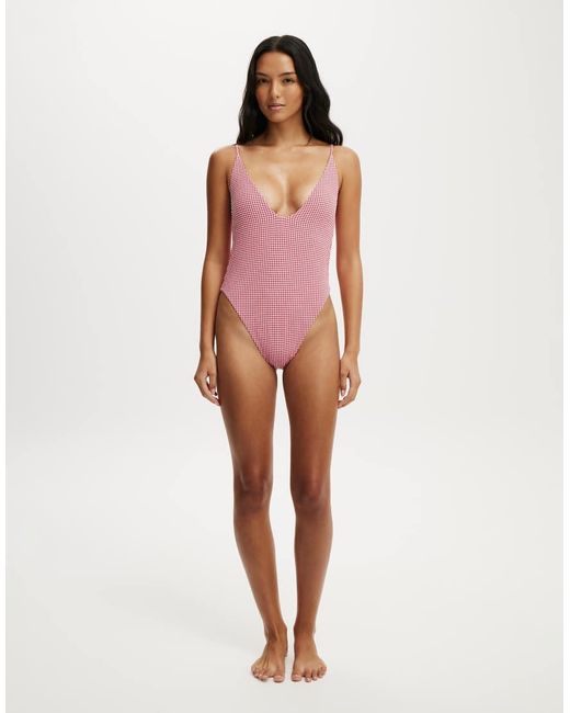 Cotton On Pink Tie Back Strappy One Piece Brazilian