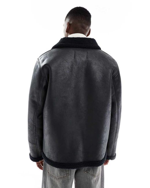 Jack & Jones Black Faux Shearling Jacket for men