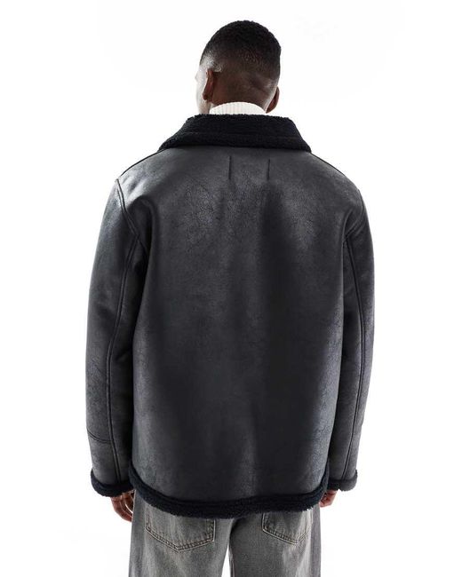 Jack & Jones Black Faux Shearling Jacket for men