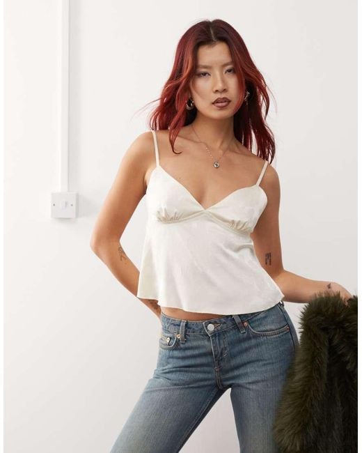 Motel White Marinda Jacquard Satin Cami Top
