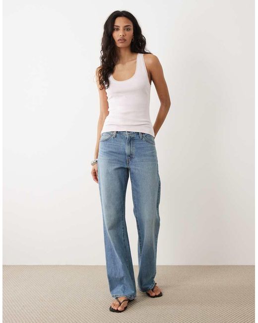 Mango Blue Cotton Rich Scoop Neck Vest