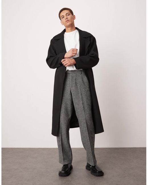ASOS – elegante hose aus wollmischgewebe in Black für Herren