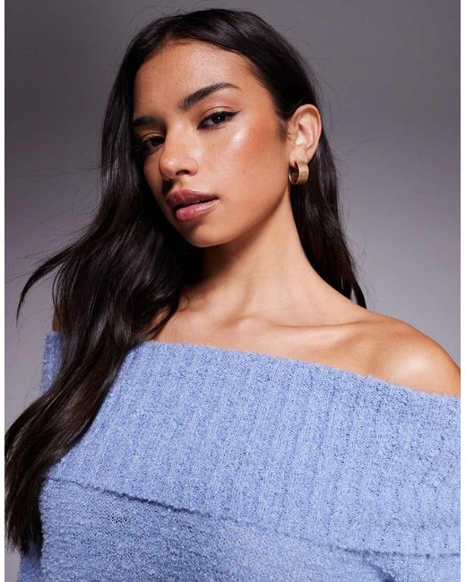 Jersey Con Escote Bardot De Bouclé Parkley De Princess Polly de color Blue