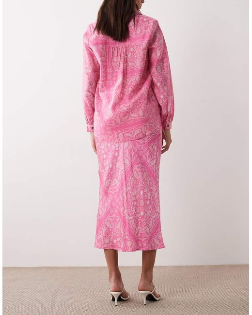 Never Fully Dressed Pink Dorris Satin Maxi Skirt Co-ord