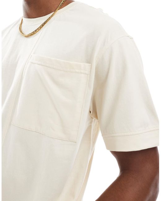 T-shirt oversize à coutures apparentes - écru Another Influence pour homme en coloris White