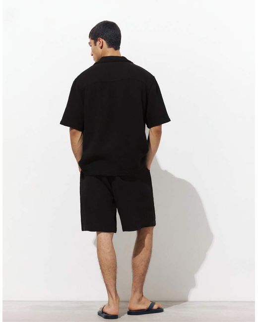 Camicia A Maniche Corte di Pull&Bear in Black da Uomo