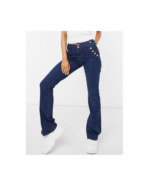 Morgan Flared Jeans Met Knopen in het Blue
