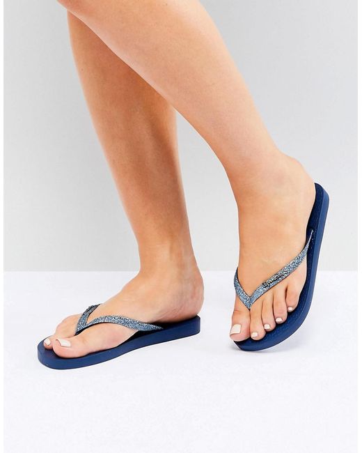 Ipanema Sparkle Flip Flops in Blue | Lyst