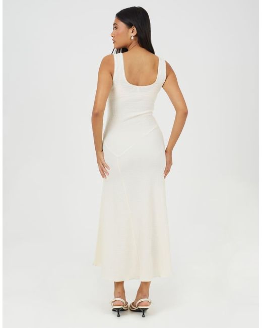 Brave Soul White Textured Jersey Lace Strappy Fit And Flare Maxi Dress