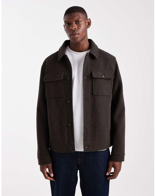 Threadbare Shacket Met Voorzakken in het Black voor heren